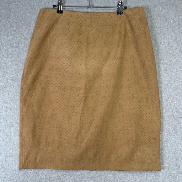 Chico’s Women’s Size 1.5, 32W, Camel Brown Side Slit A Line Mini Skirt - Picture 1 of 8